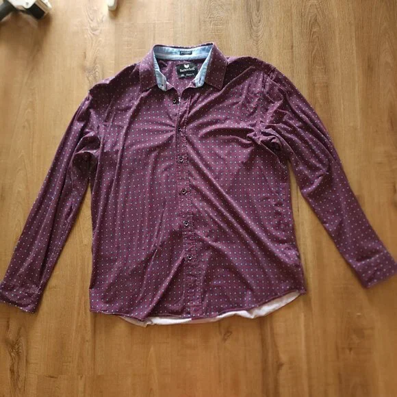 Buttercloth Icy Cotton Purple Blue Geometric Print Long Sheeve Shirt Sx XXL - Picture 4 of 7